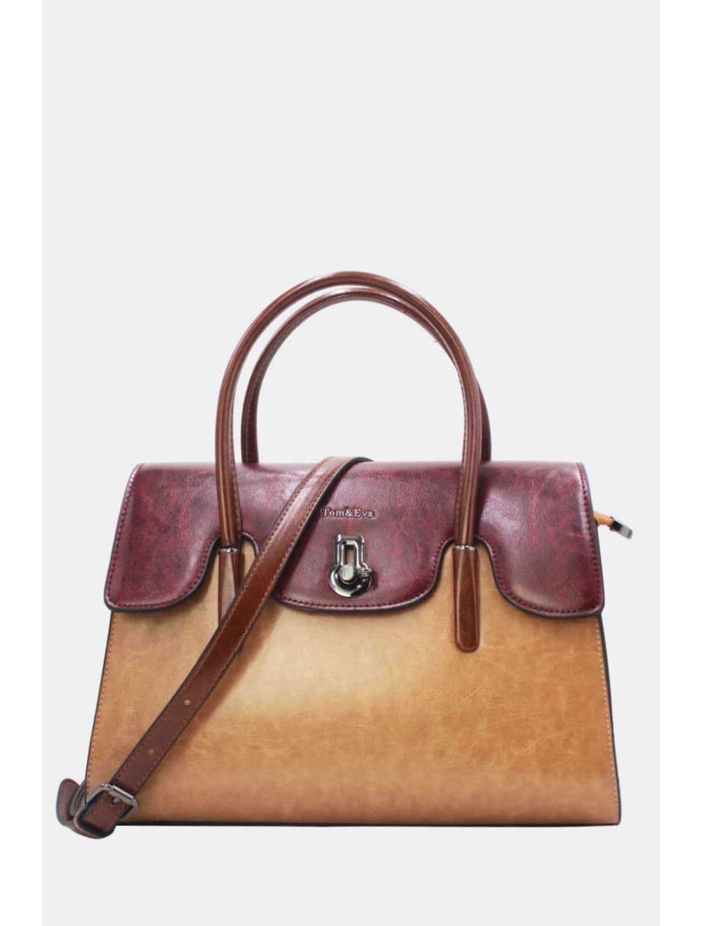 Sac à Main Effet Cuir Style Vintage RÉASSORT 24B-5866-Apricot/Coffee