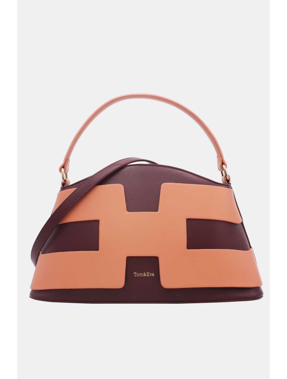 Sac à Main Effet Cuir Lisse Bicolore RÉASSORT25 24B-5862-Burgundy/Pink