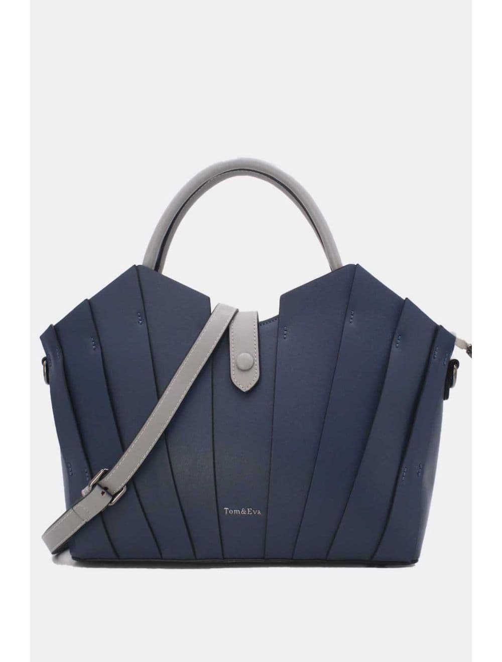 Sac à Main Trapèze à Langette-25B-6366-Bleu