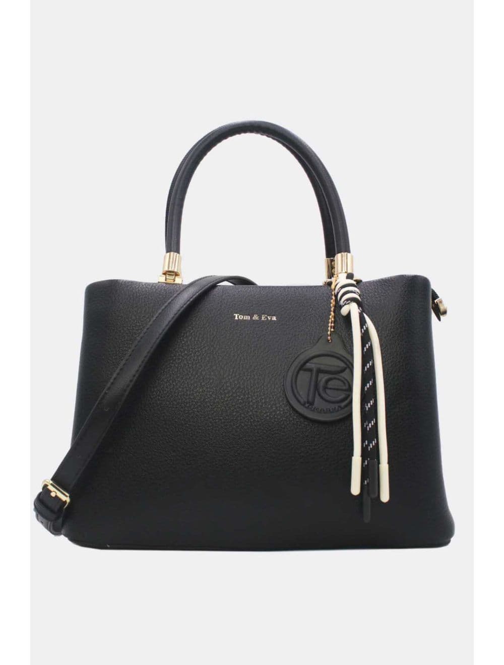 Medium Sac à Main Effet Cuir Avect Pendentifs 25B-6271-Noir