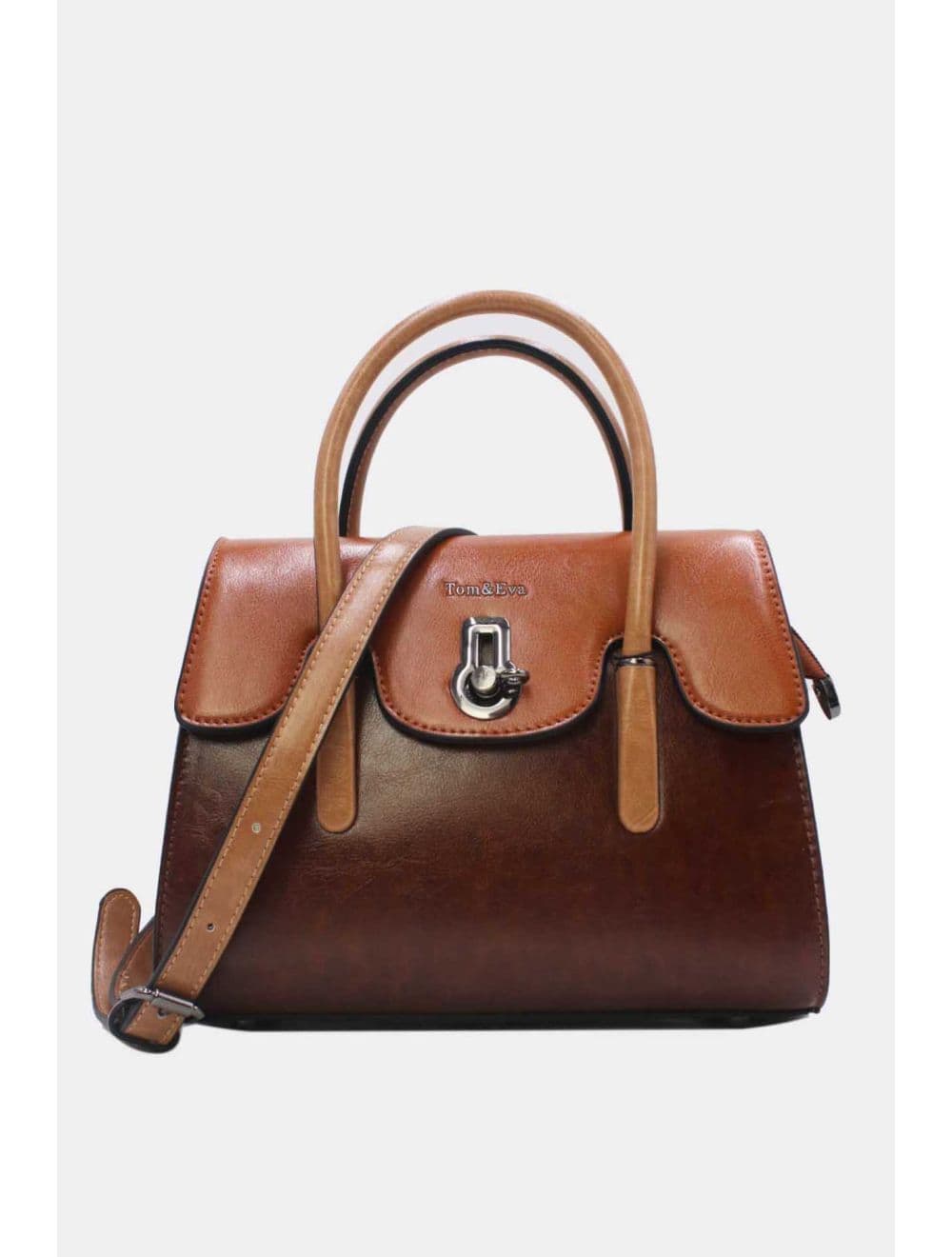 Medium Sac à Main Effet Cuir Vernis 25B-6294-Coffee/Brown