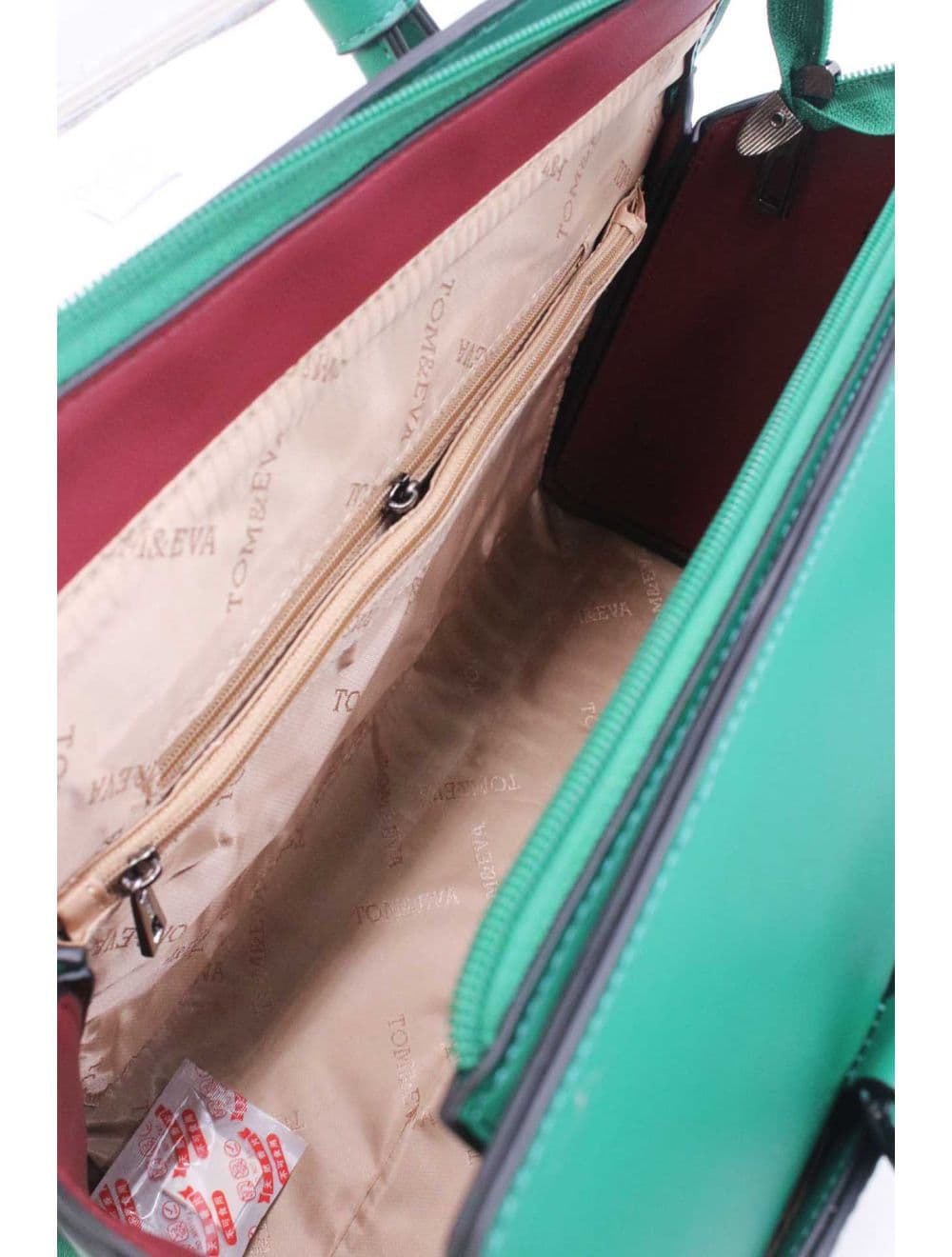 Sac à Main Effet Tressé Multipoches 24B-6107-Vert Foncé