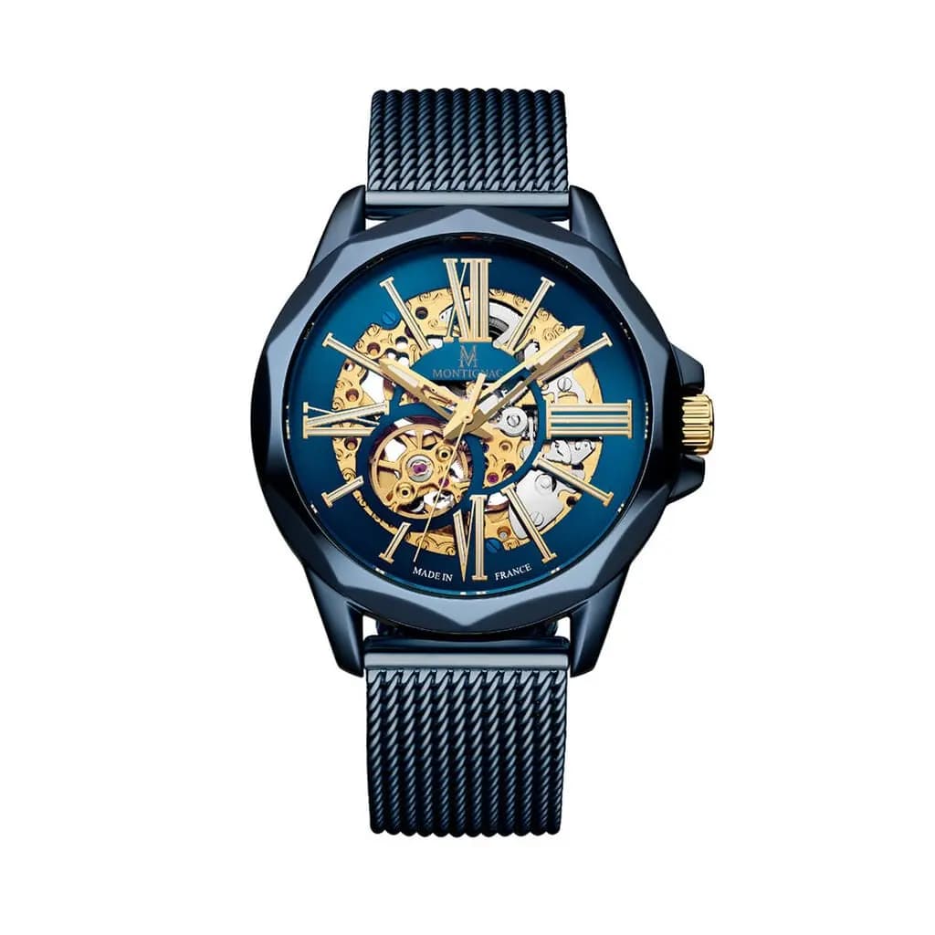 Montre Montignac Round Auto Bleu
