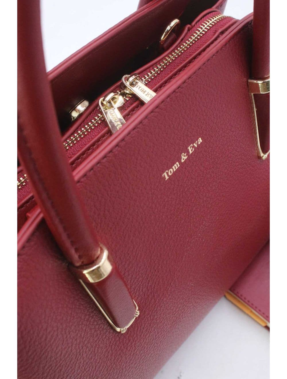 Medium Sac à Main Chic Grainé 25B-6156-Bordeaux