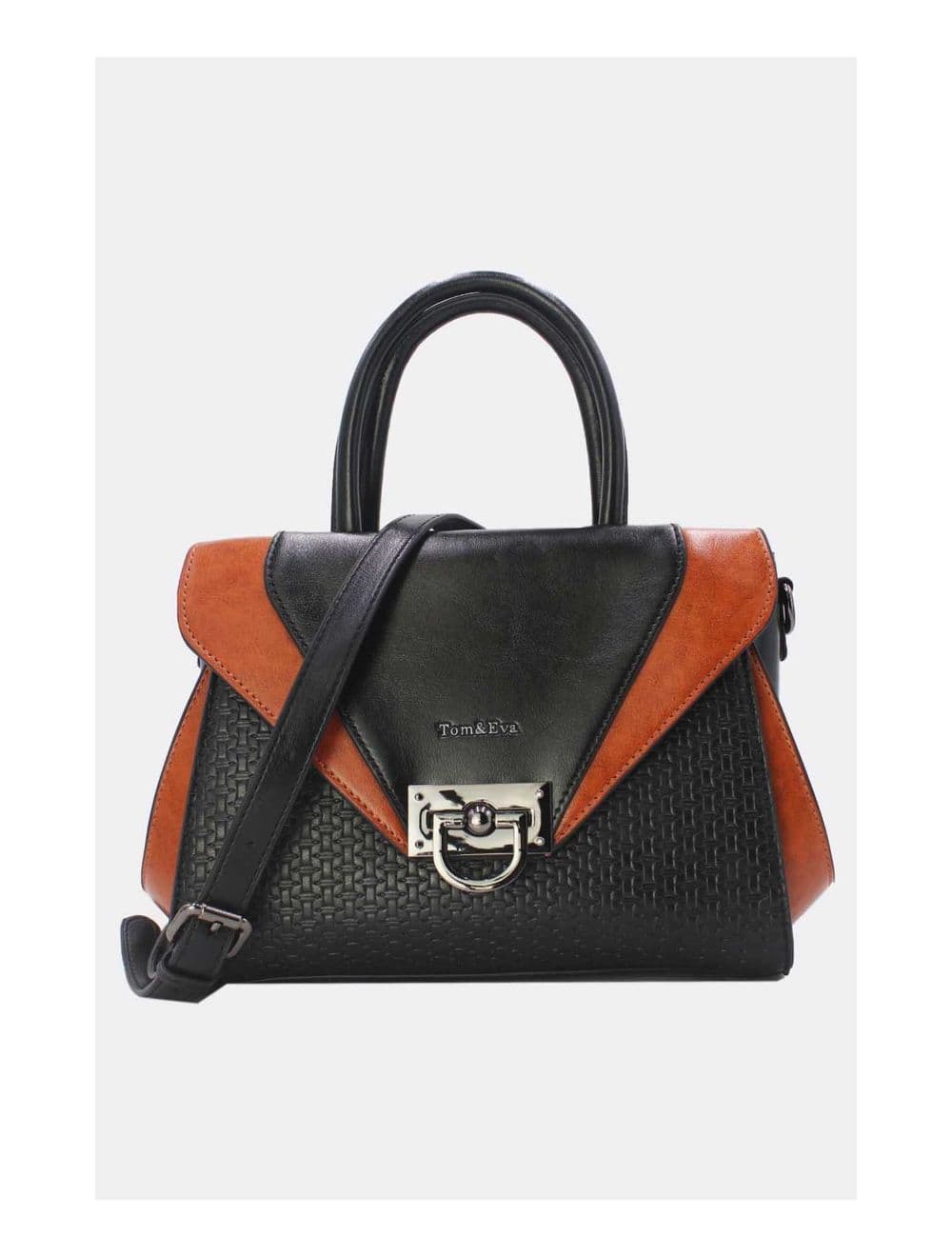 Sac à Main Effet Paille 24B-6117-Black/Brown