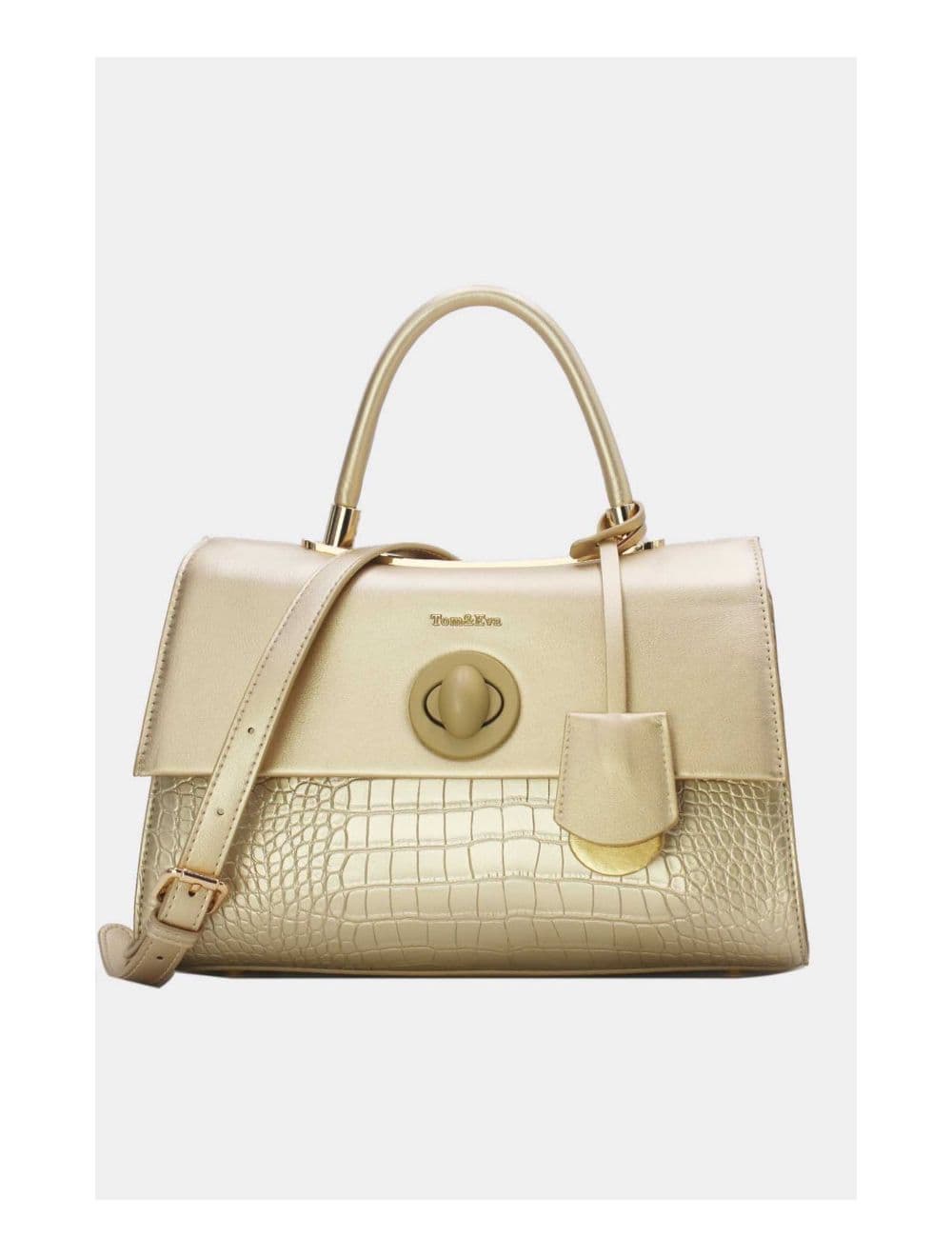 Sac à Main Style Vintage à Effet Croco 23B-5764-Doré