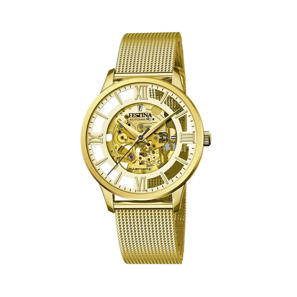 Montre Festina Squelette Doré