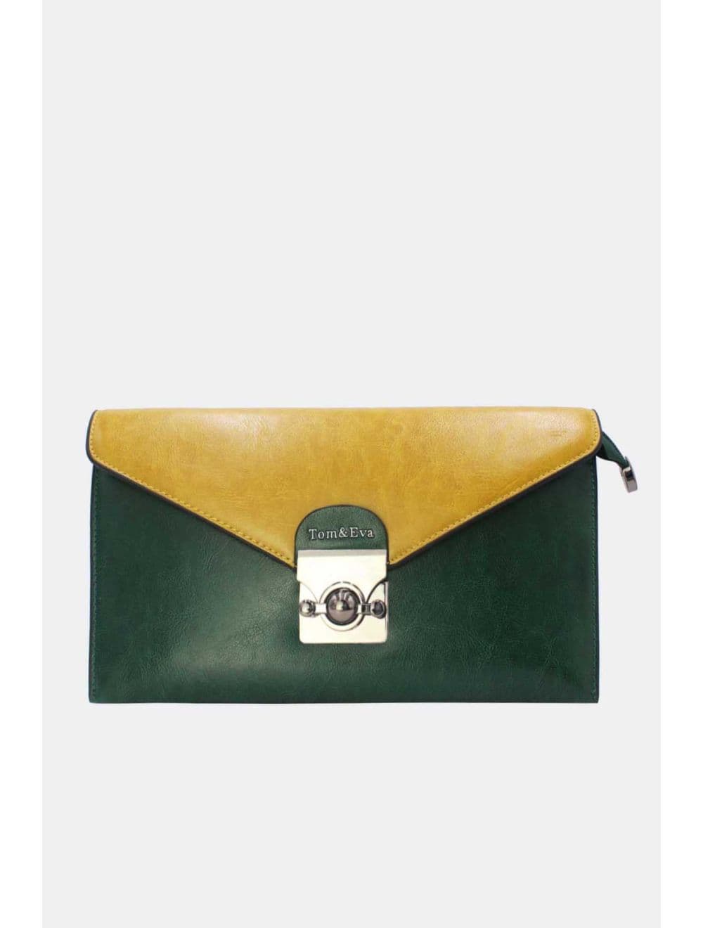 Pochette effet cuir à Rabat Avec Fermoir 25P-6389-D.Green/Yellow