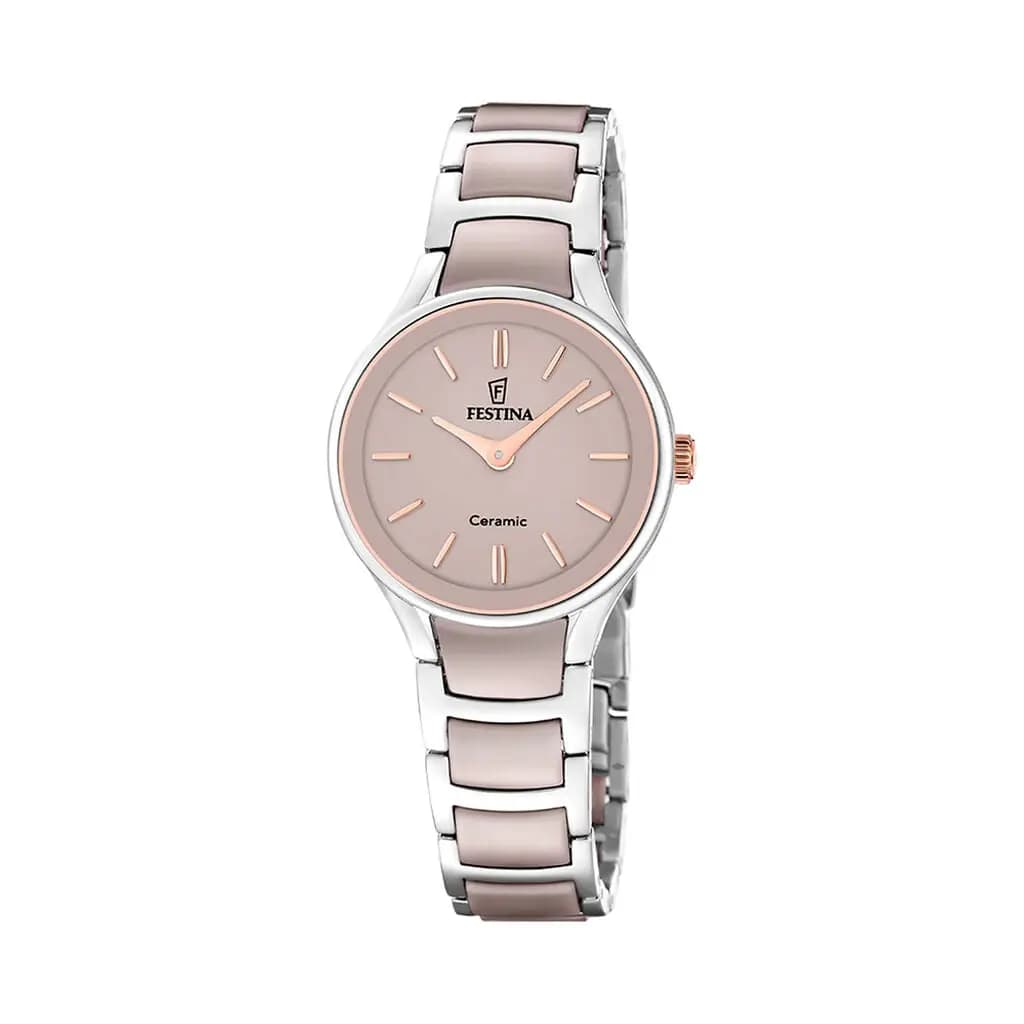 Montre Festina Ceramic Bimatiere Beige
