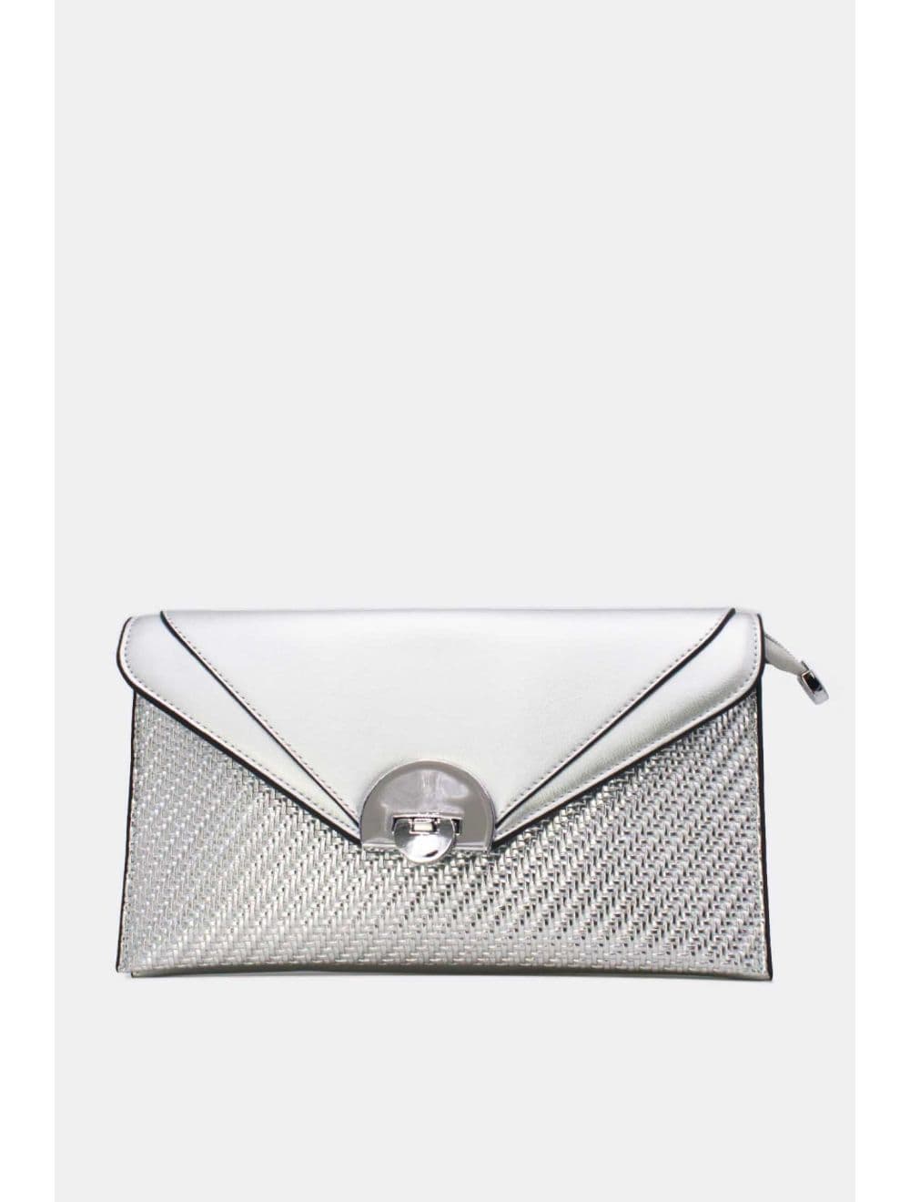 Pochette Bandoulière Effet Tressé RÉASSORT 24P-6099-Argenté