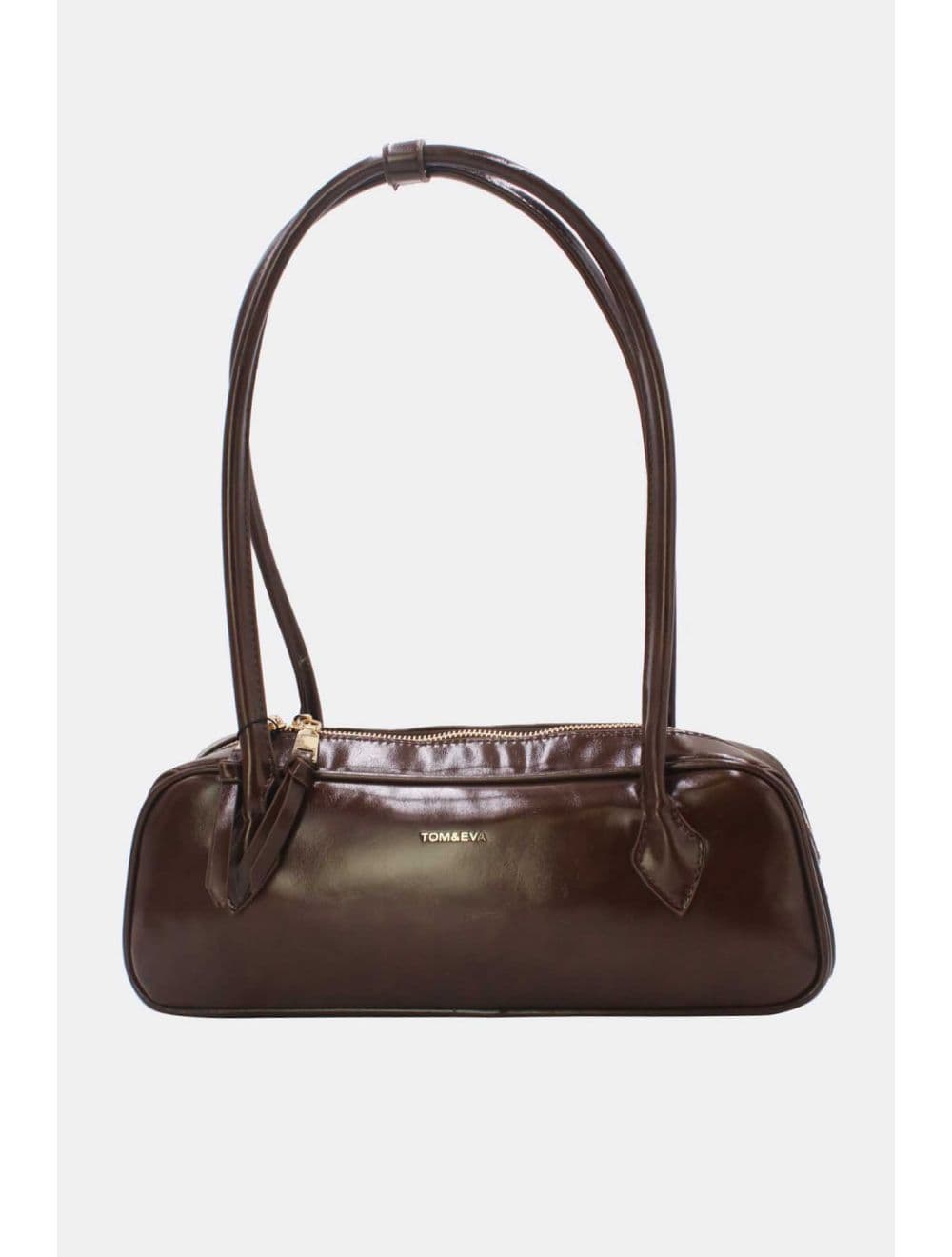 Sac Baguette Porté Épaule Effet Cuir Vernis 25P-6382-Café