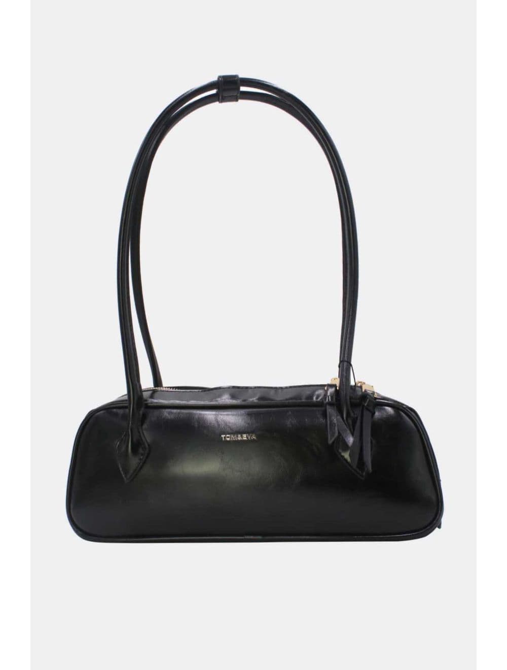 Sac Baguette Porté Épaule Effet Cuir Vernis 25P-6382-Noir