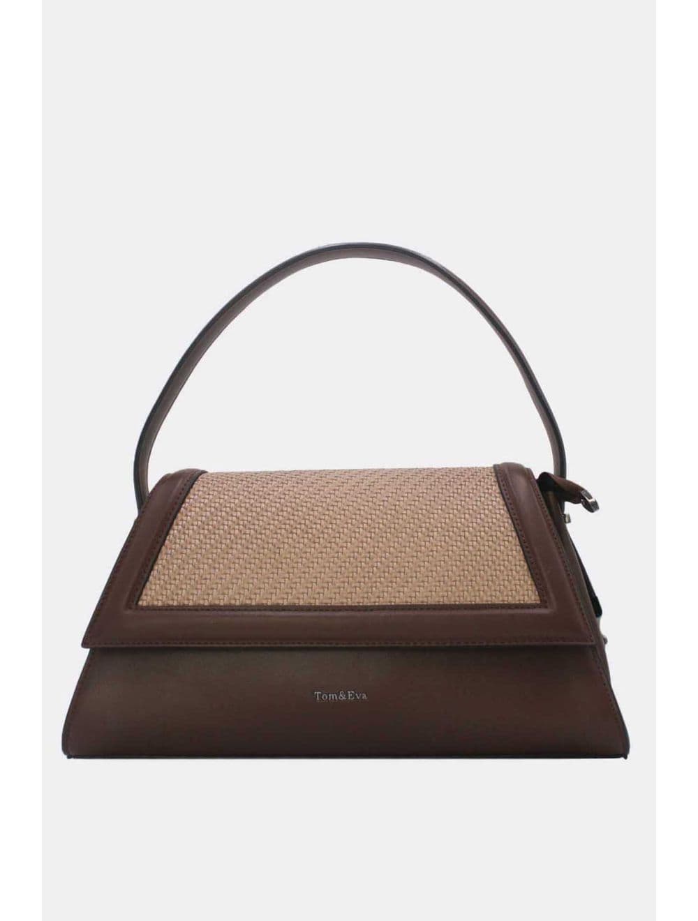 Sac Porté Épaule à Rabat Tressé 25B-6240-Coffee/Apricot