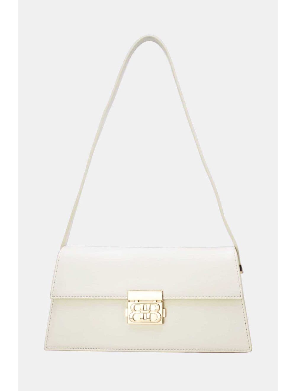 Sac Baguette Porté Épaule Effet Cuir Lisse Minimaliste 25P-6357-Blanc