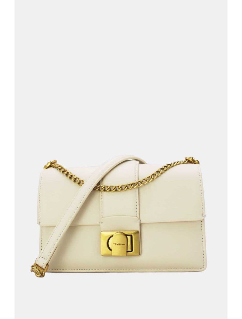 Sac à Bandoulière Effet Cuir Fermoir Bronze 25P-6340-Beige