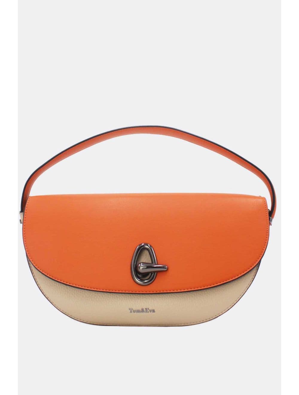 Sac Porté Épaule Bicolores Femme 25B-6299-Beige/Orange