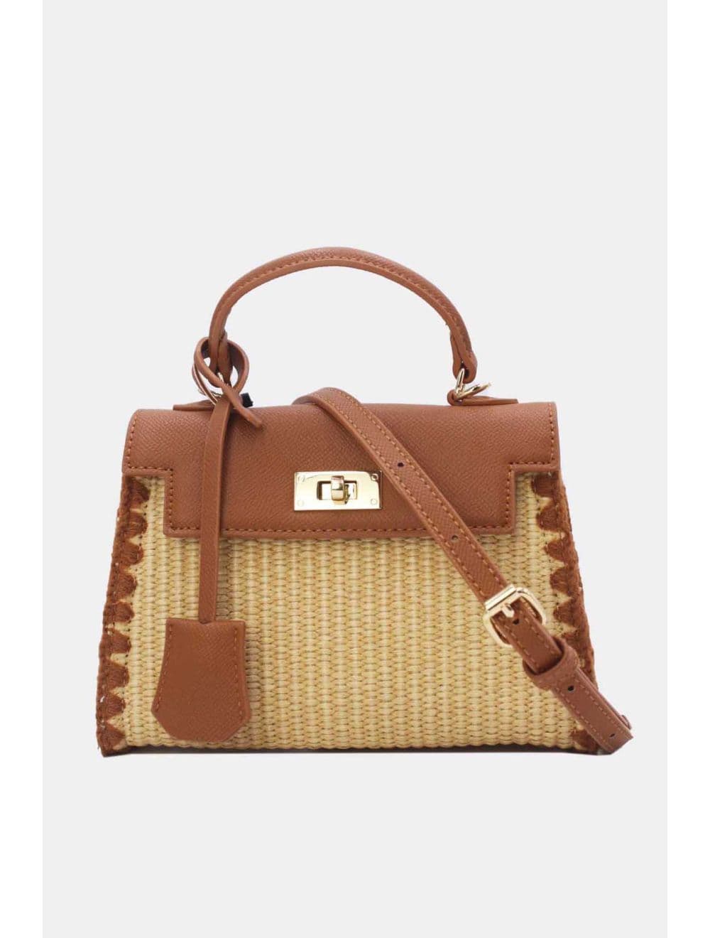 Petit Sac à Main Effet En Paille 25P-6281-Marron
