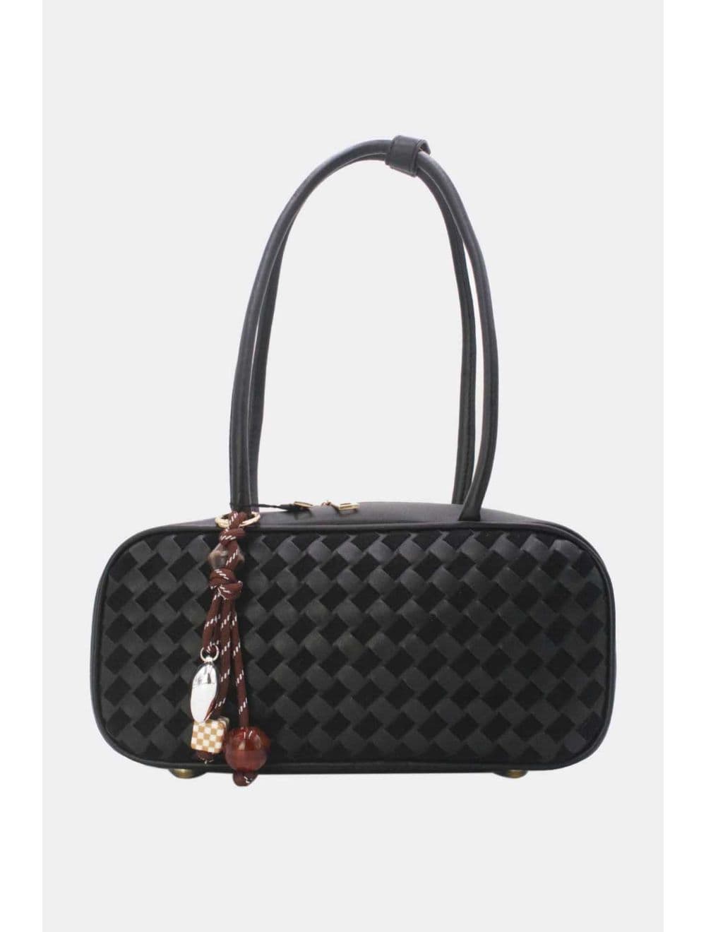 Sac Porté Épaule Bi-matière Tressé 25P-6172-Noir