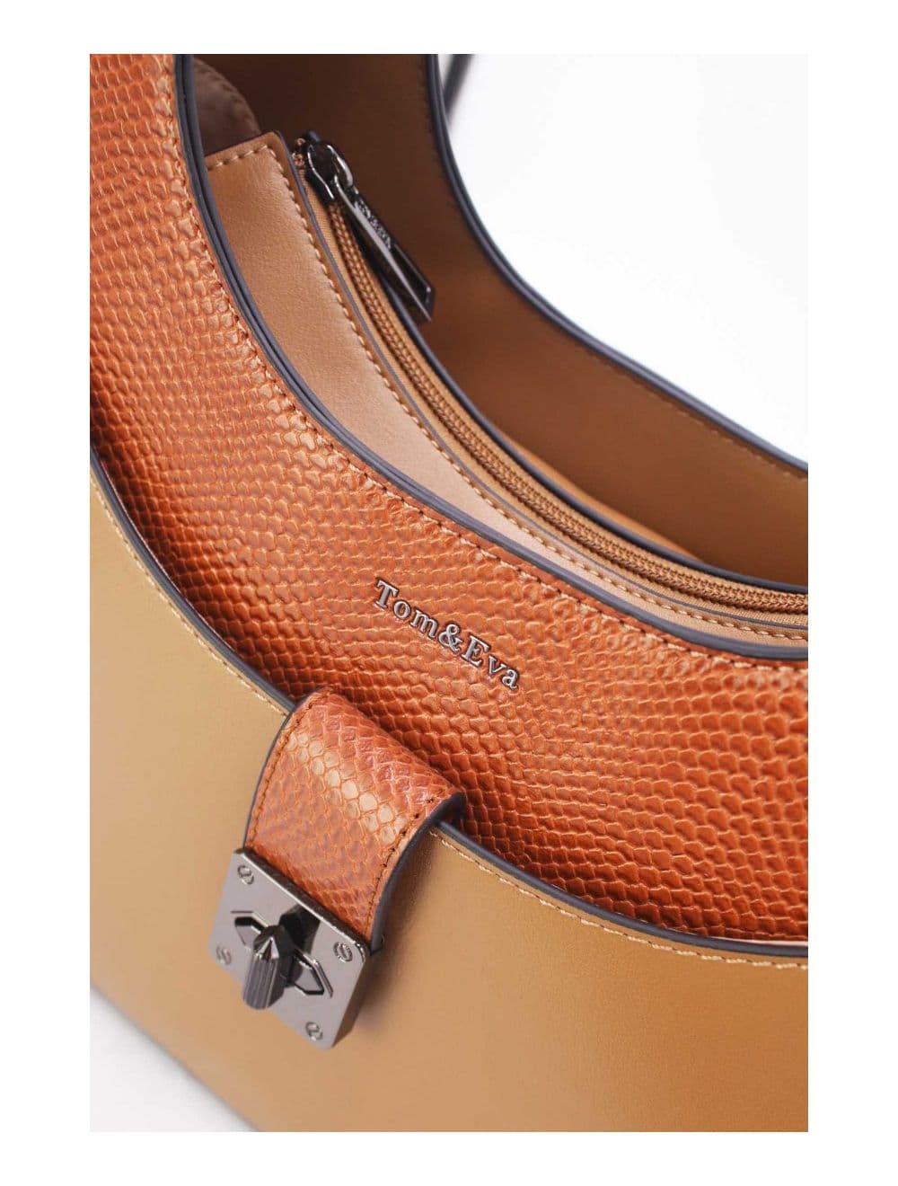 Sac Porté Épaule Effet Serpent 24B-6100-Apricot/Brown