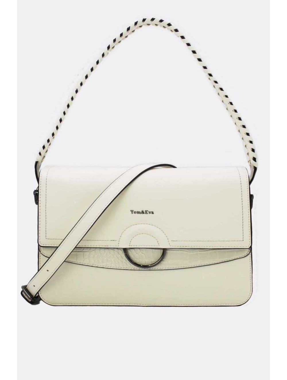 Sac Porté Épaule Femme Patchwork 24B-6031-Blanc