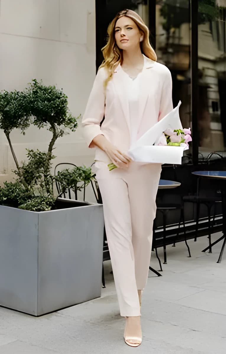 Pantalon de tailleur coupe large – Rose