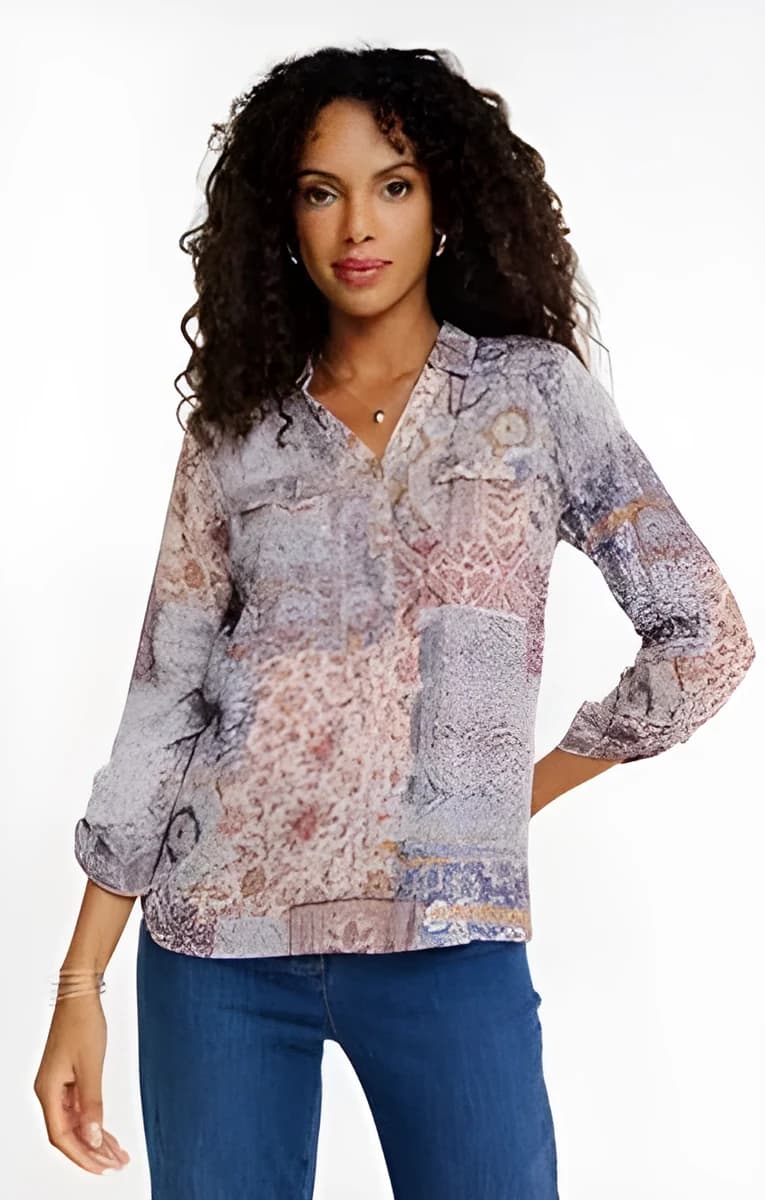 Tunique col chemise – Bleu Ciel