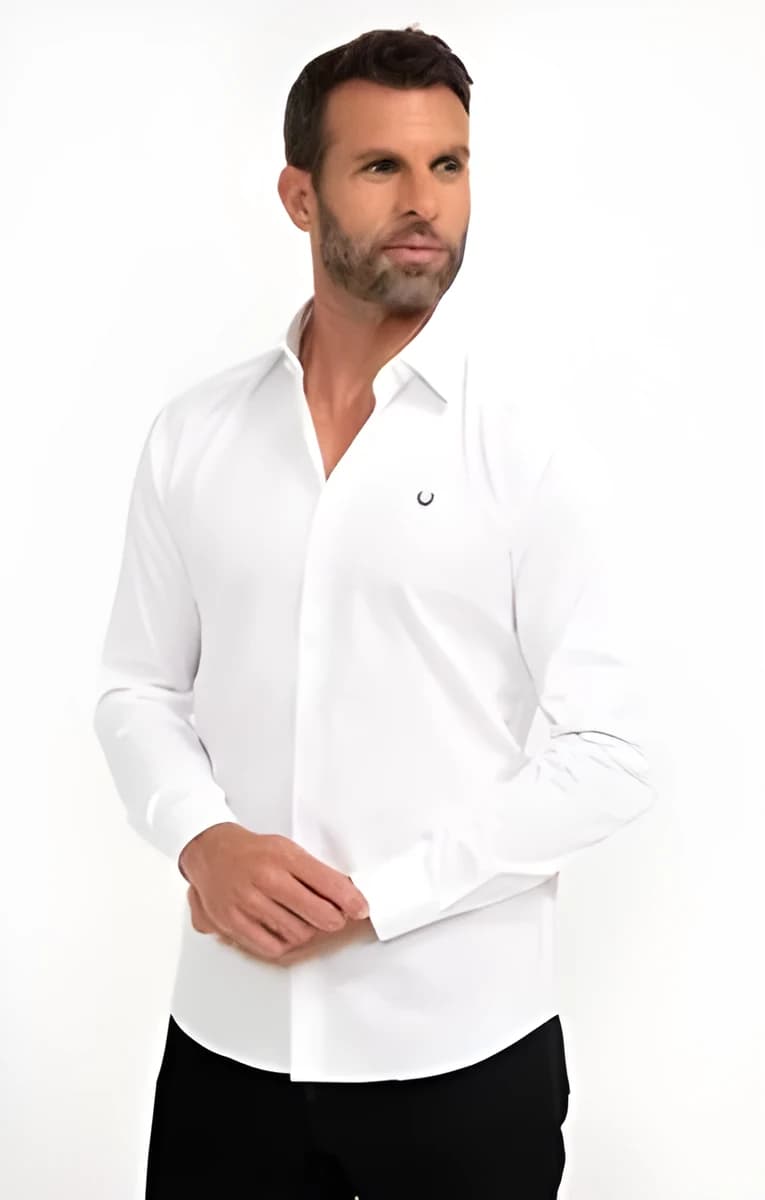 Chemise brodée manches longues Sato – Blanc