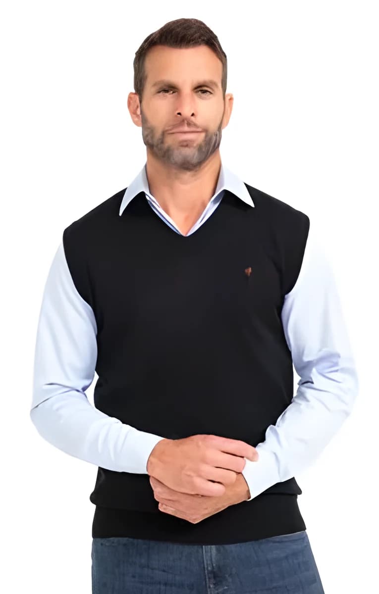 Pull col V sans manches Richard – Marine