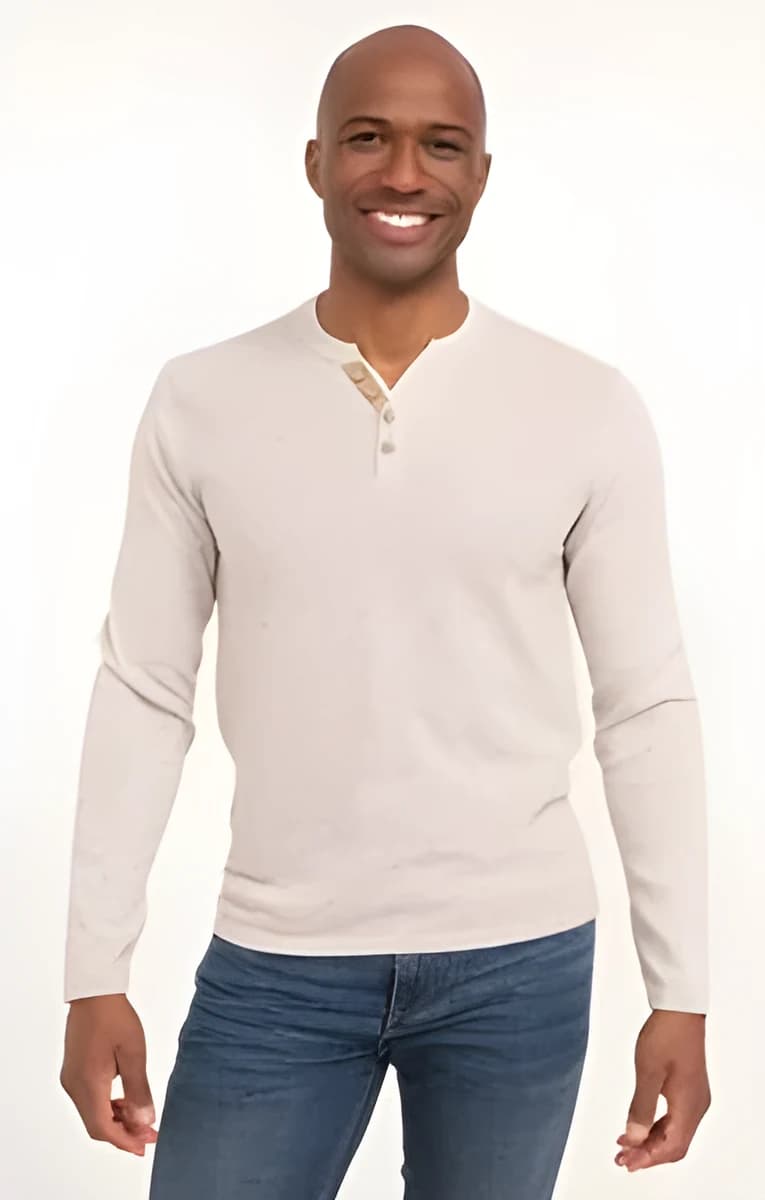 Pull col tunisien uni Jerti – Bleu