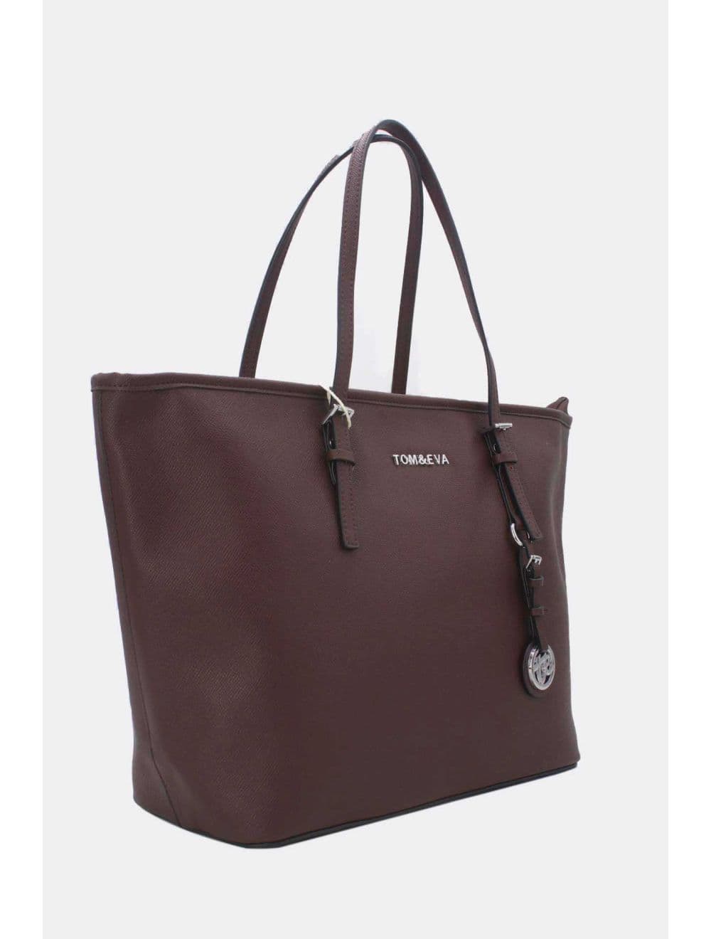 Cabas Classique Effet Cuir Rigide 6228F-SS26-Silver detail-Café