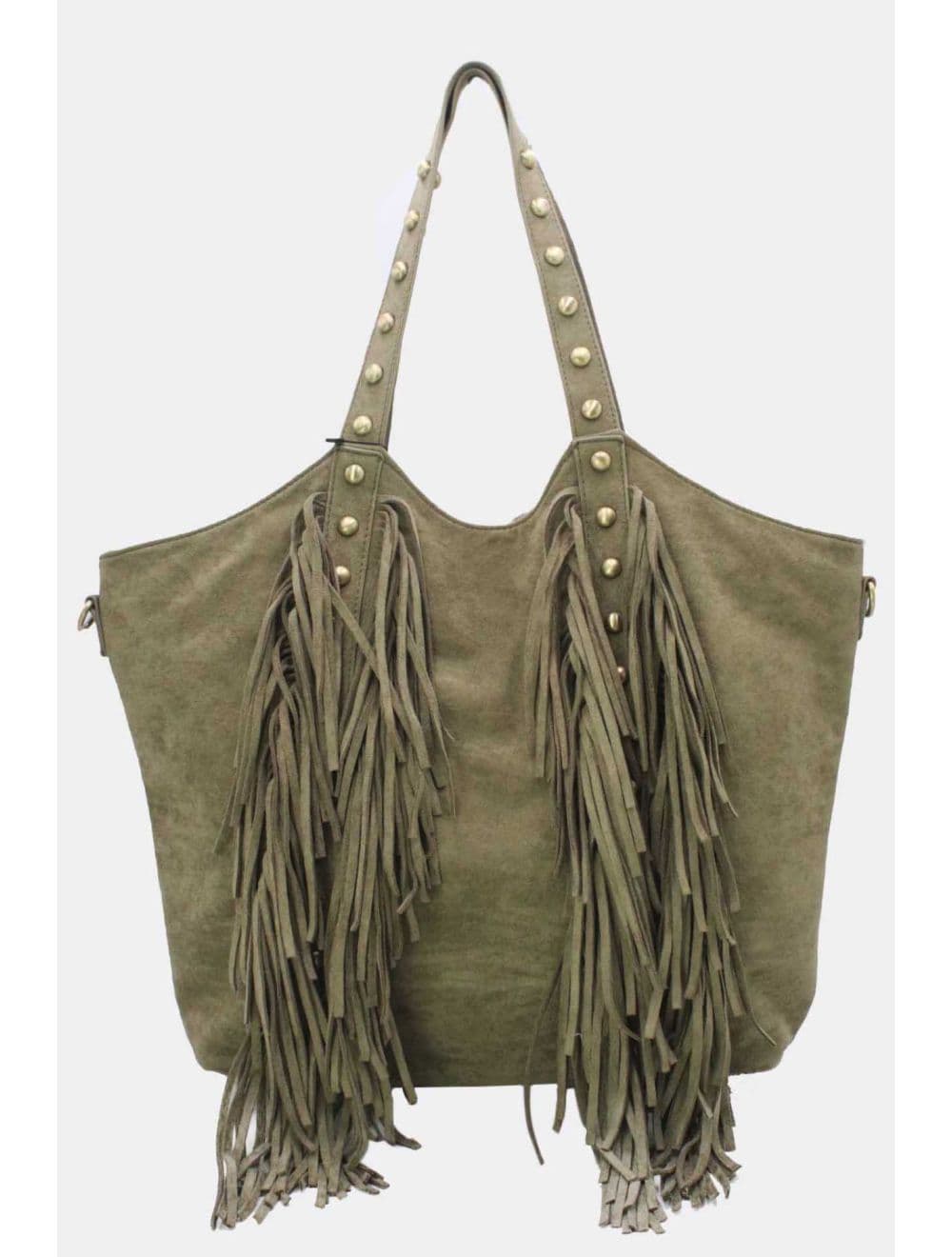 Cabas Frange à Velours et Clouté 25B-6177-Vert