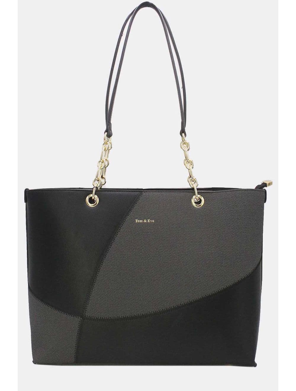 Sac Cabas Patchwork Effet Tissu 25B-6191-Noir
