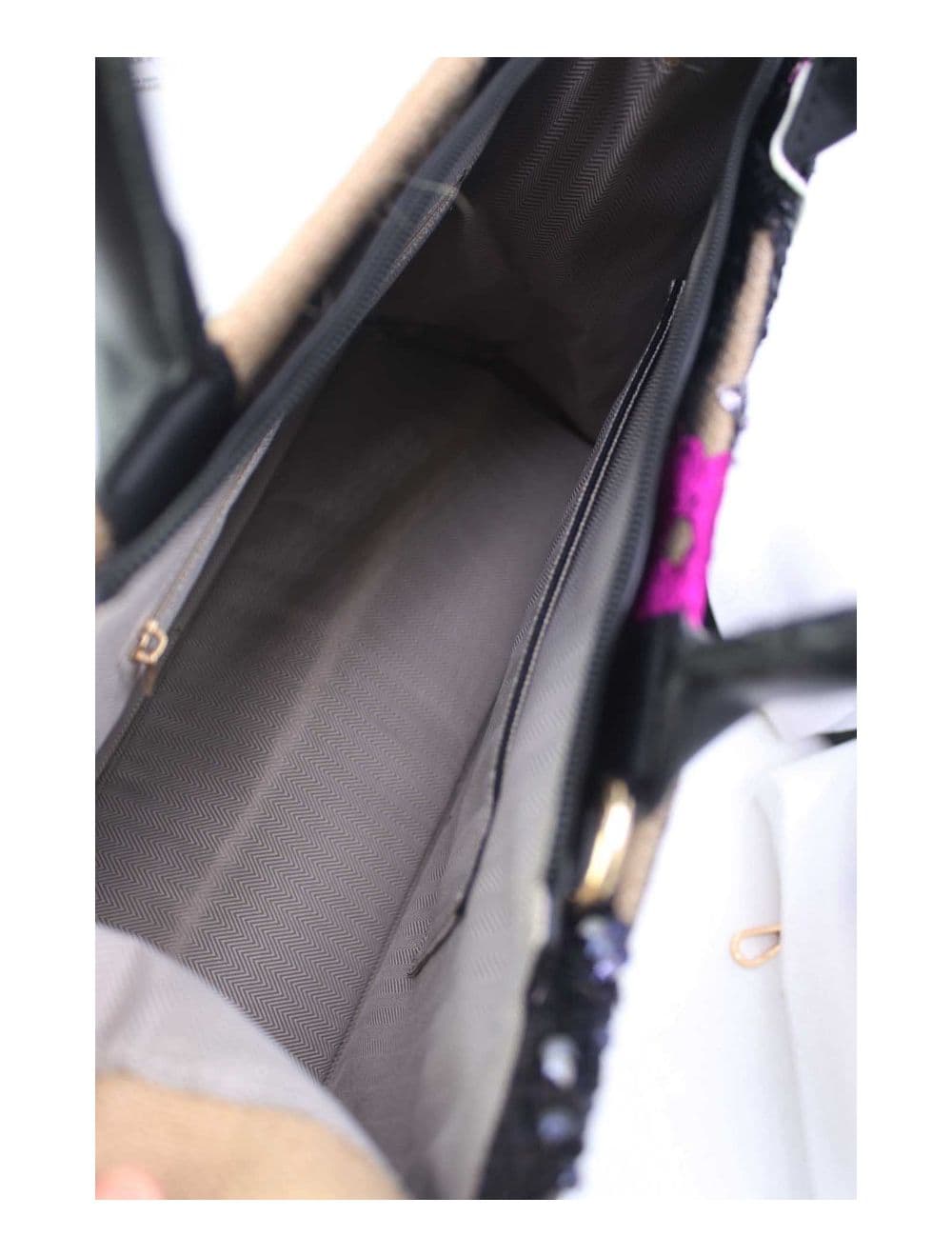 Sac Cabas Paillettes et Broderie 24P-5984-Noir