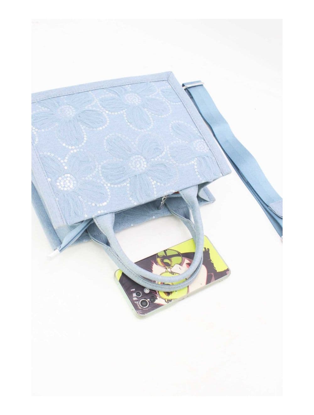 Medium Sac Cabas Jeans En Fleurs 24P-5879-L.Blue