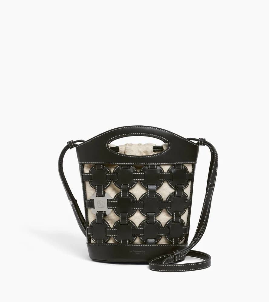 Petit sac seau Le Potier en toile coton et cuir lisse