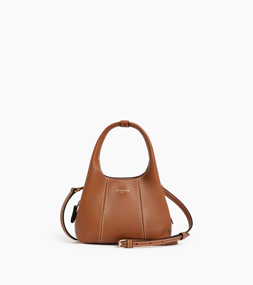 Mini sac à main Juliette en cuir grainé – Brown Tan