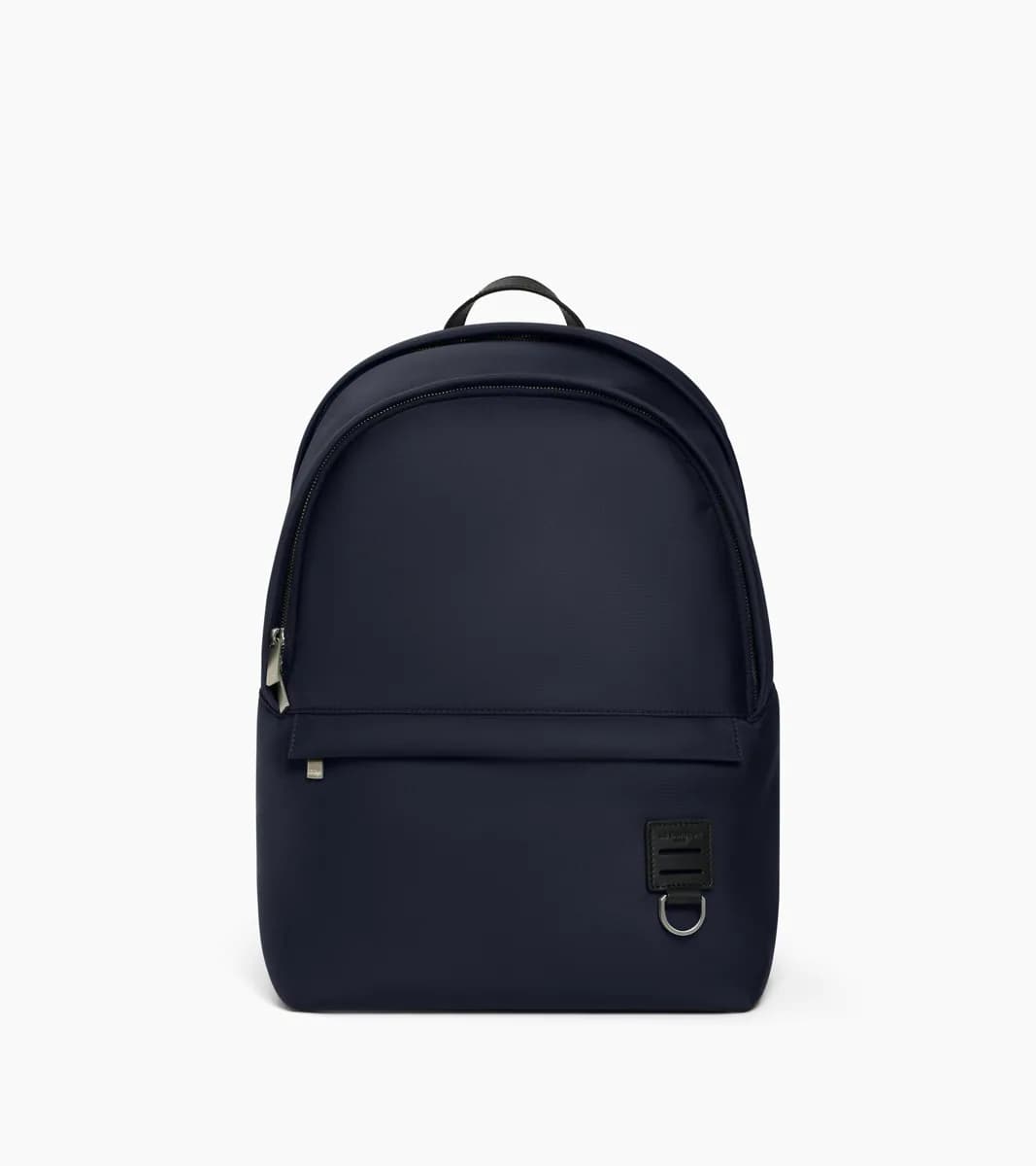 Sac à dos zippé Basile en toile nylon et cuir lisse – Twilight Blue