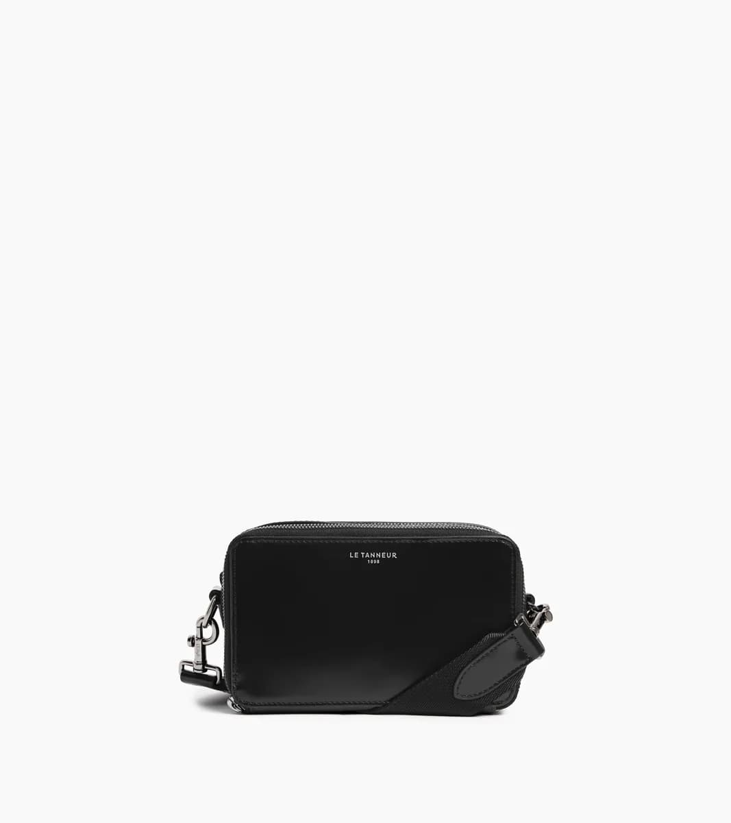Petite sacoche 2 compartiments Emile en cuir lisse business effet box – Black