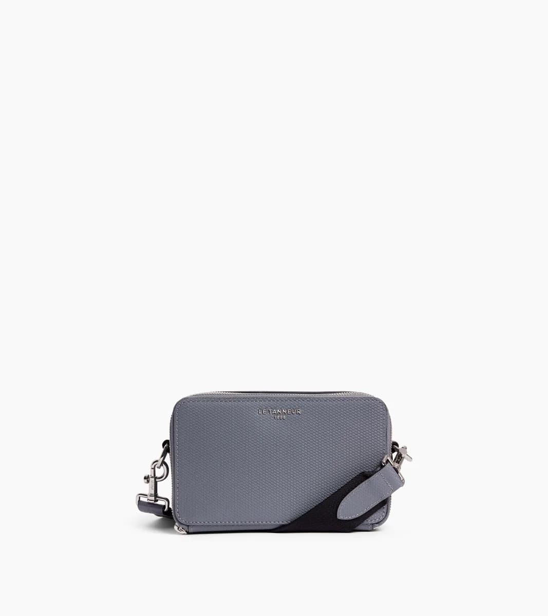 Petite sacoche 2 compartiments Emile en cuir signature T – Steel Blue