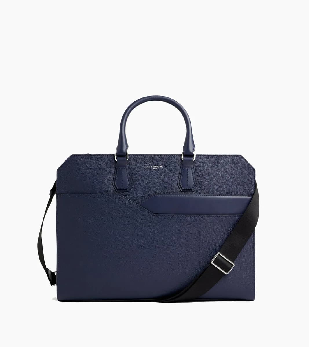 Porte documents slim 15" Gaston en cuir grain croisé – Twilight Blue