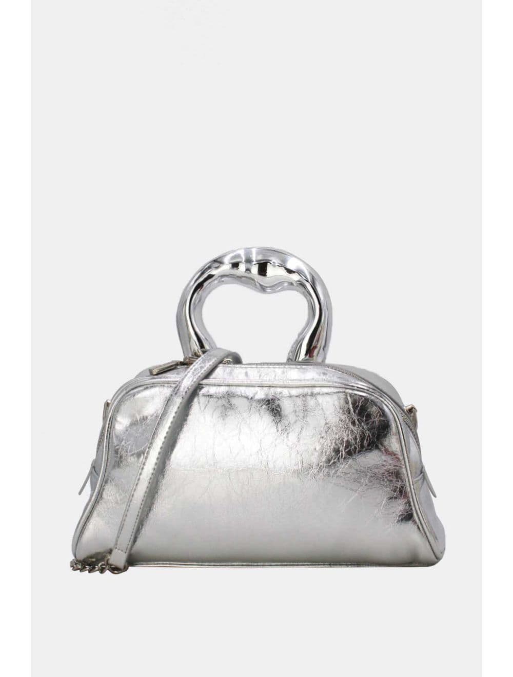 Petit Sac à Main Avec Poignée Forme De Cœur Dorée 25P-6322-Argent