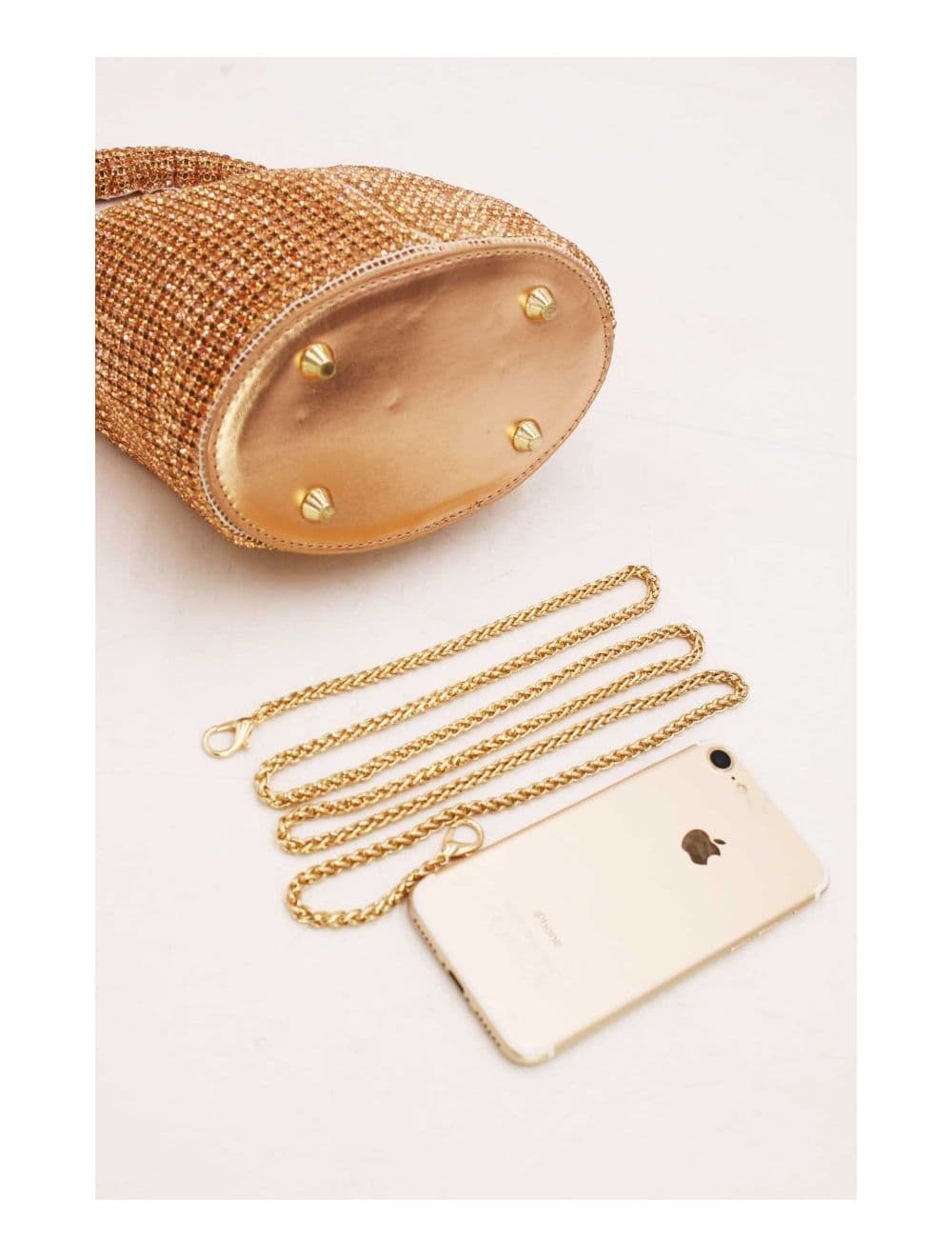 Sac Seau Soirée Avec Strass Minimaliste 23P-5707-Champagne