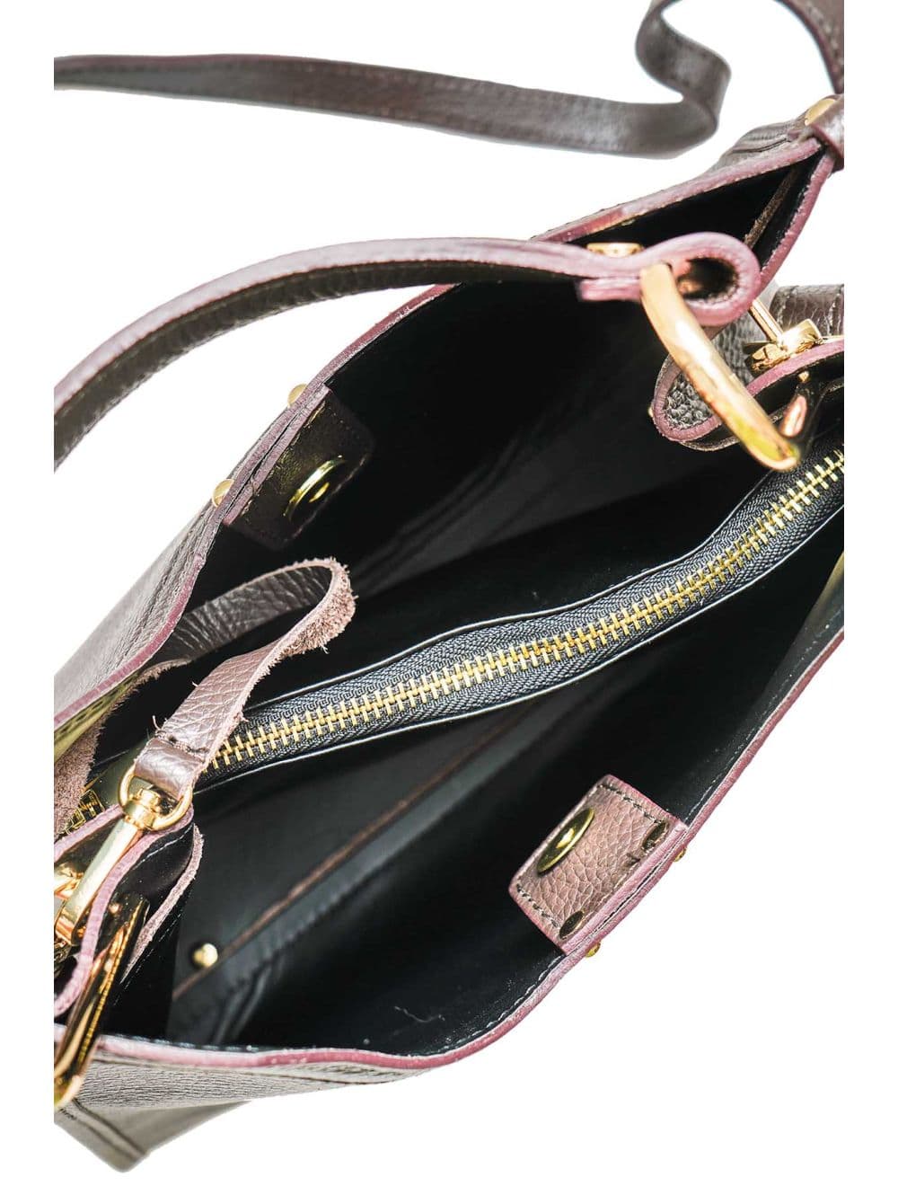 Sac à Main En Cuir Vachette Grainée Avec Pochette Amovible 4174 SABRINE-Chocolat