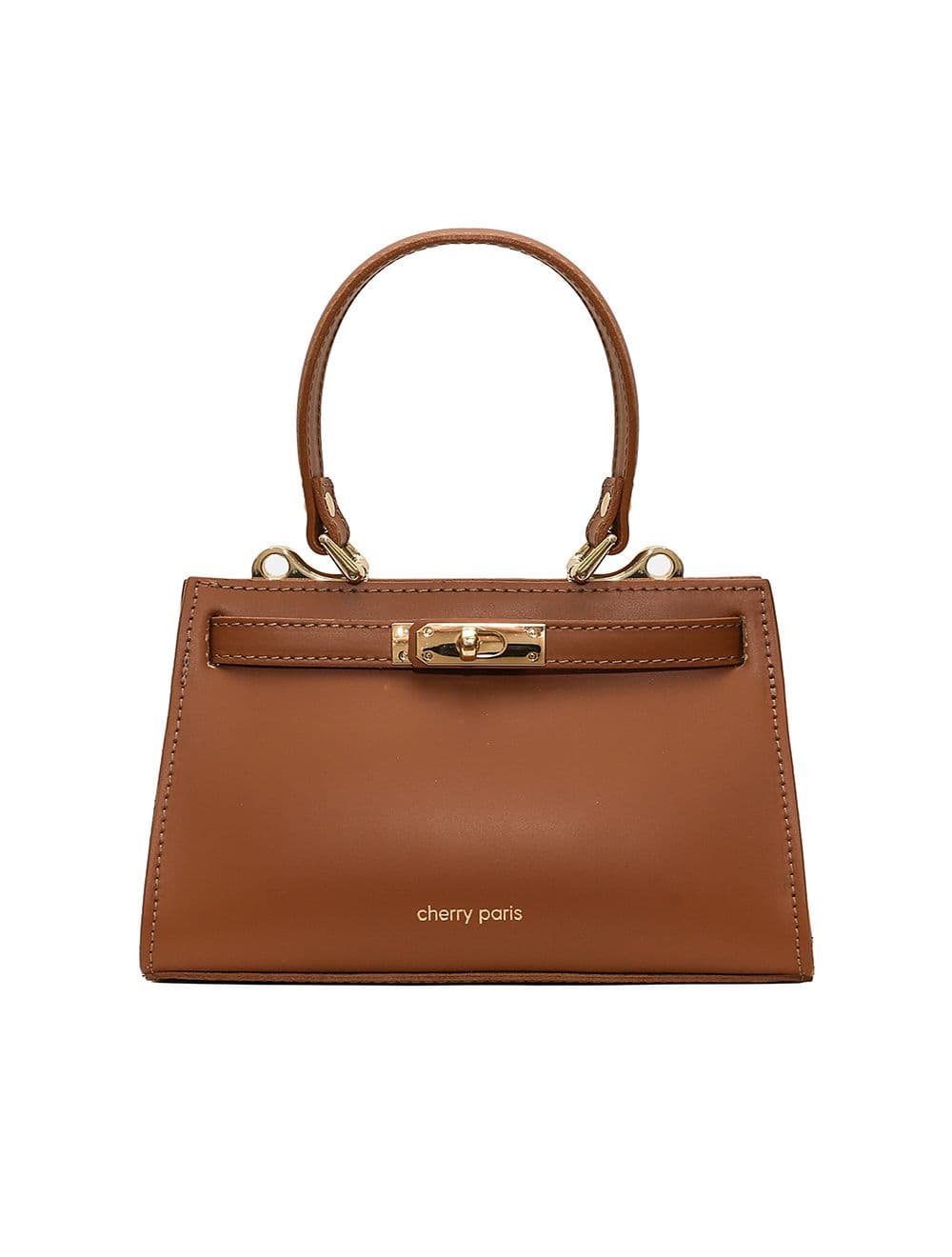 Sac Porté Main en Croûte de Cuir Vachette Lisse CARMEN-4029-Camel