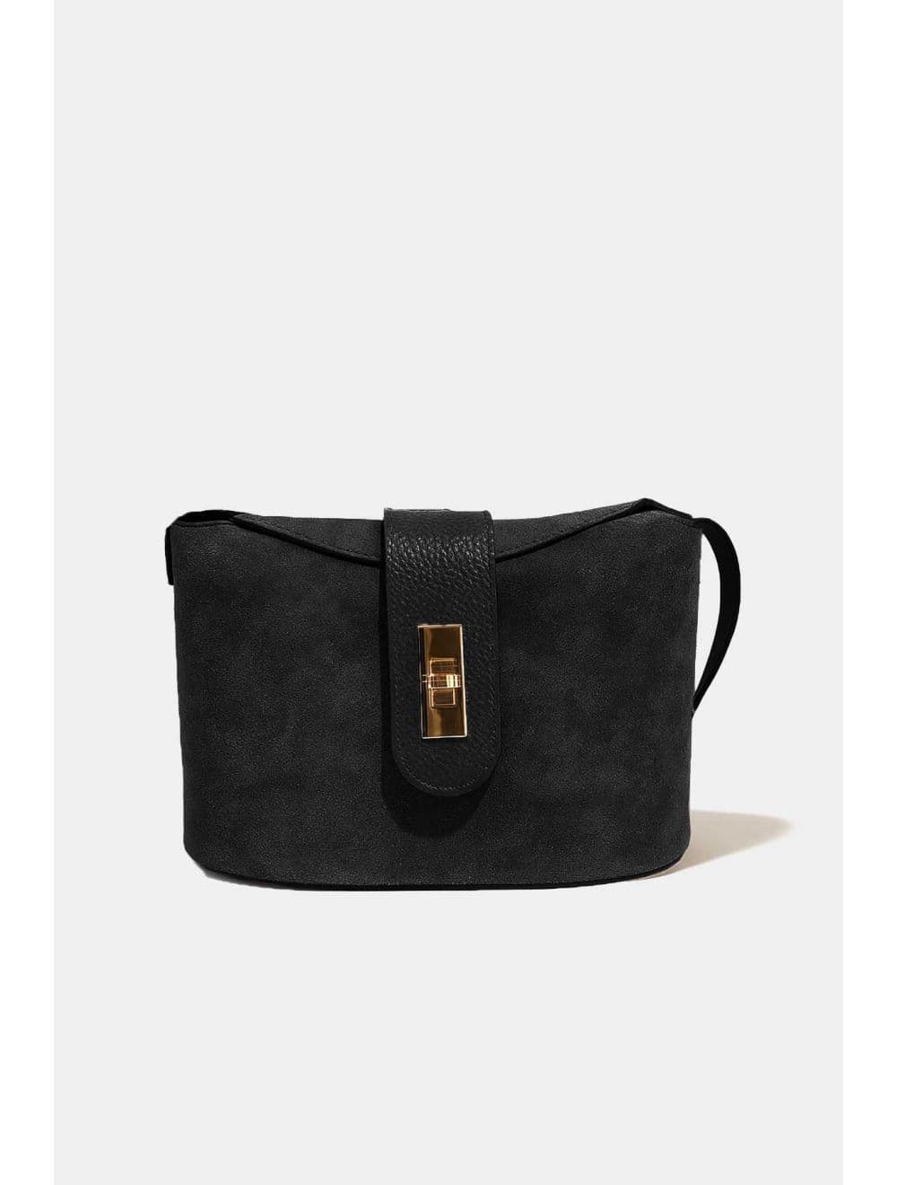 Sac Bandoulière En Croûte Cuir Vachette Suède Et Grainée 4210 PRISCA SUÈDE-Noir