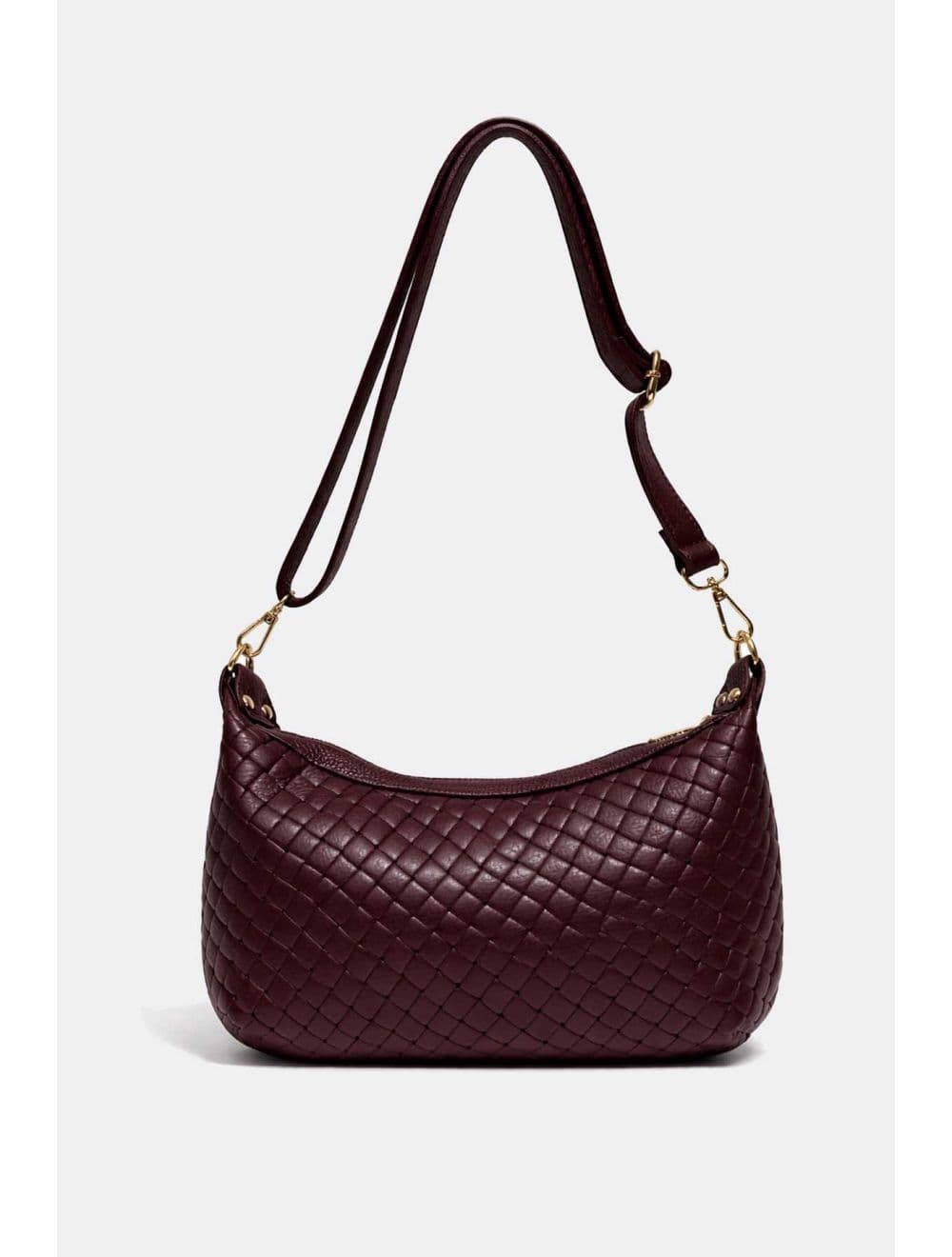 Sac Besace En Cuir Vachette Grainée Effet Tressé 4208 ADJANIE TRESSÉ-Bordeaux