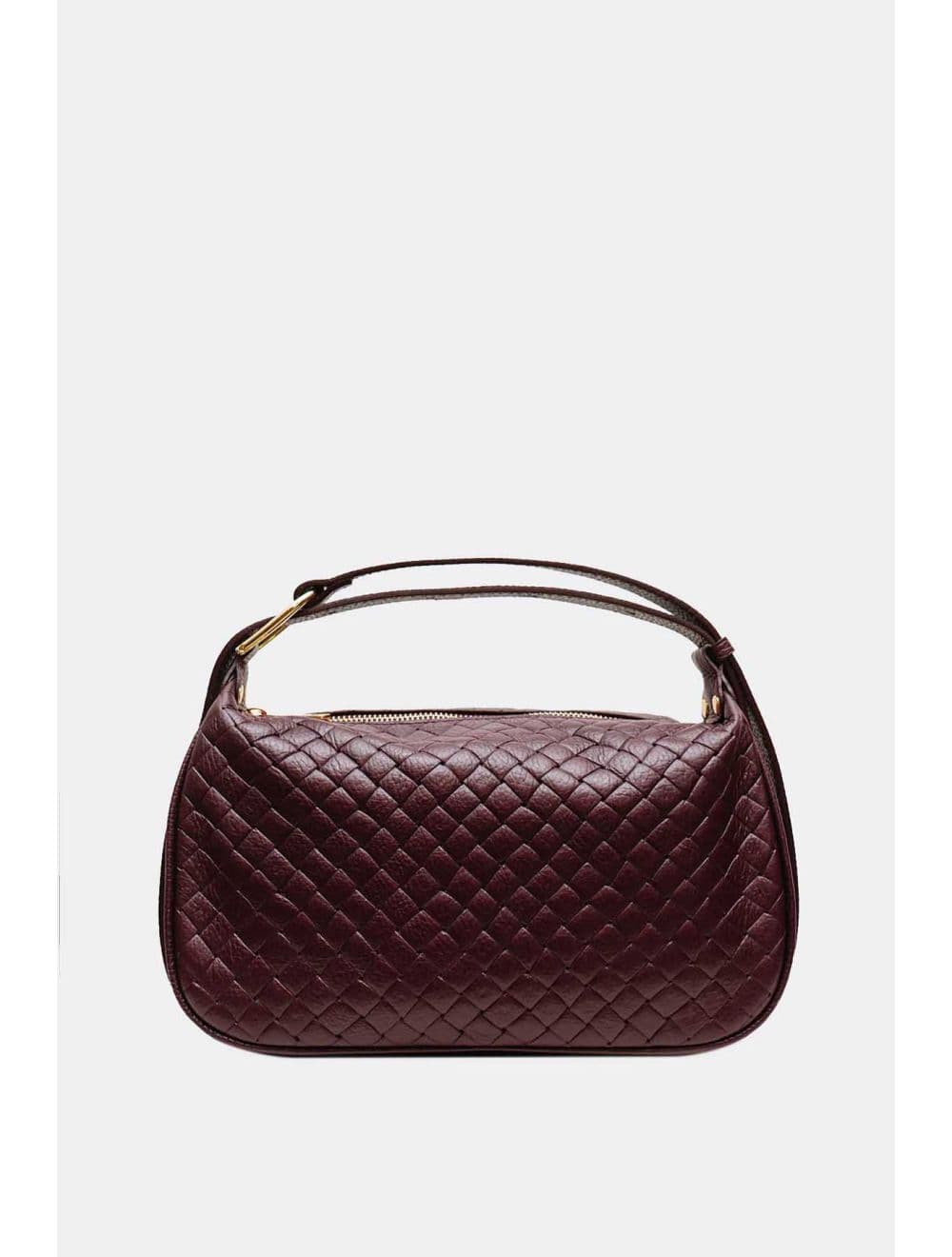 Sac Porté Main En Cuir Vachette Grainé Effet Tressé 4159B AMICIE TRESSÉ-Bordeaux