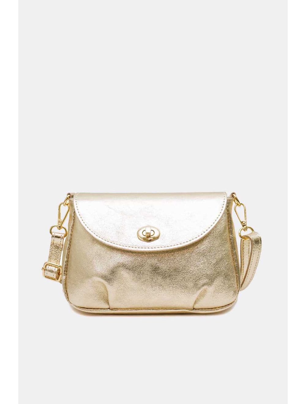 Sac Bandoulière En Croûte De Cuir De Vachette 4192 LONORA METAL-Doré