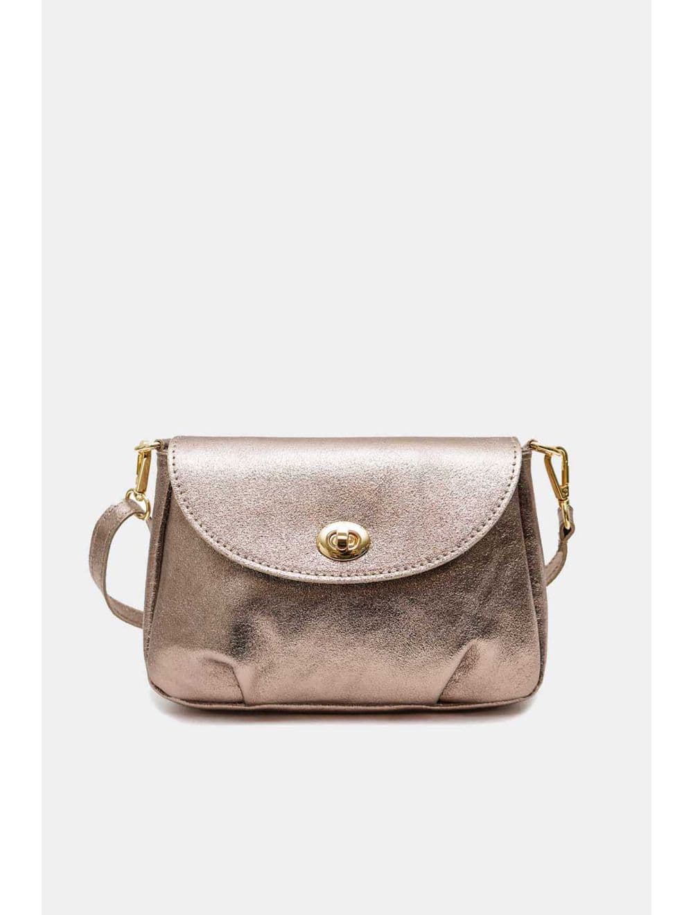Sac Bandoulière En Croûte De Cuir De Vachette 4192 LONORA METAL-Etain