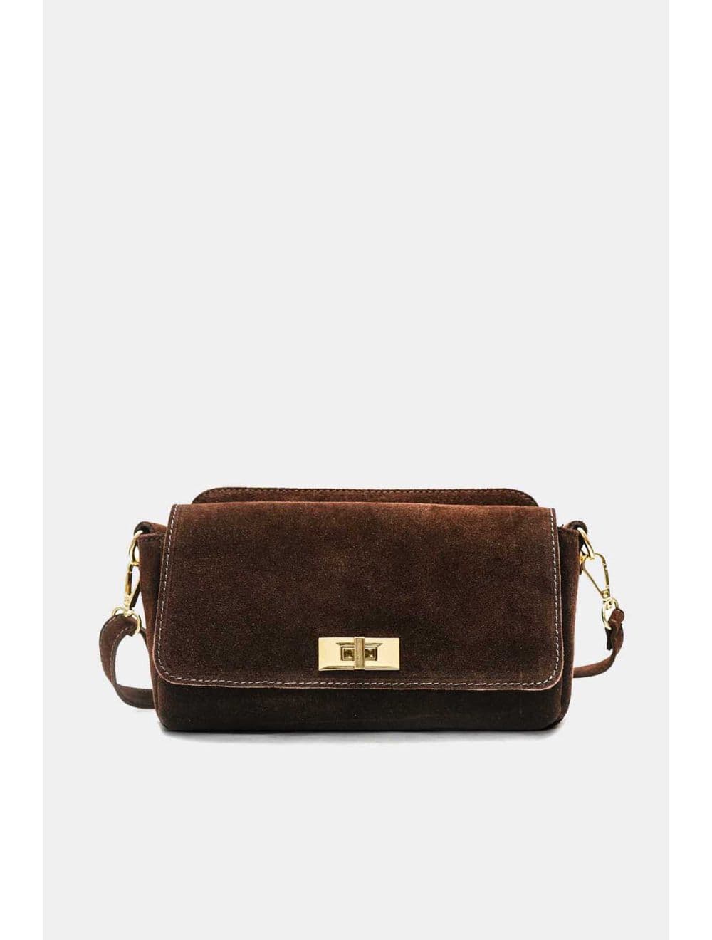 Sac Porté Travers En Croûte De Cuir De Vachette Suède 4188 ILIANA SUÈDE-Chocolat